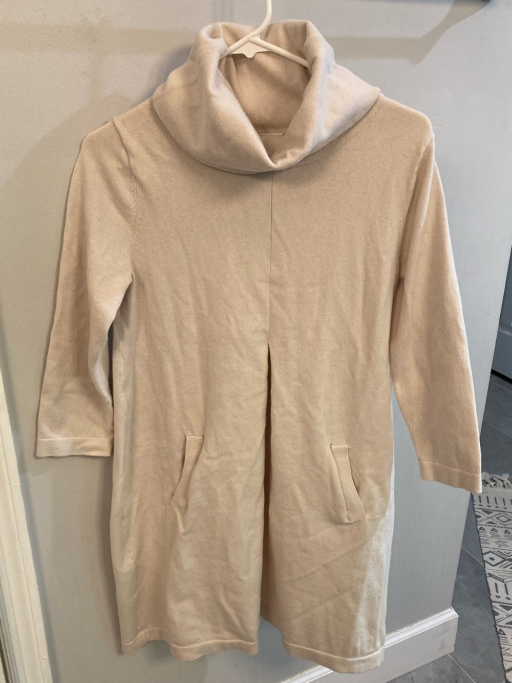 Tyler Boe Kim Sweater Dress Women’s Small Cream Cowl Neck 3/4 Sleeve